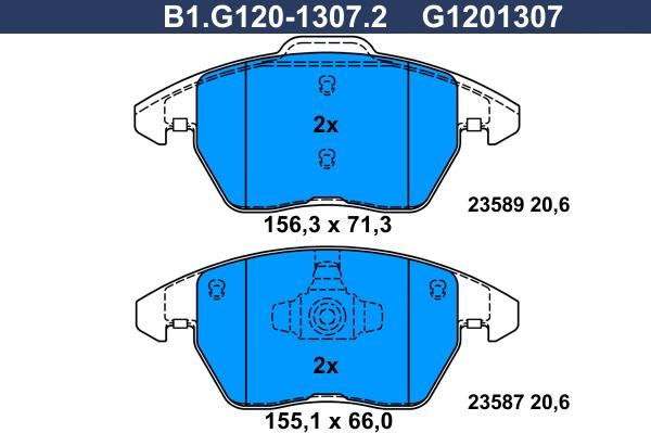 Galfer B1.G120-1307.2 - Kit de plaquettes de frein, frein à disque cwaw.fr