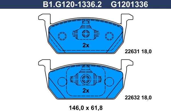 Galfer B1.G120-1336.2 - Kit de plaquettes de frein, frein à disque cwaw.fr