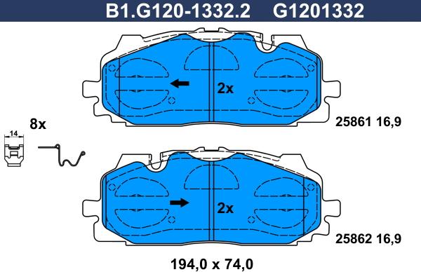 Galfer B1.G120-1332.2 - Kit de plaquettes de frein, frein à disque cwaw.fr