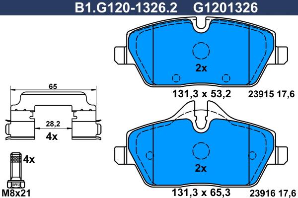 Galfer B1.G120-1326.2 - Kit de plaquettes de frein, frein à disque cwaw.fr