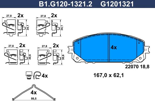 Galfer B1.G120-1321.2 - Kit de plaquettes de frein, frein à disque cwaw.fr