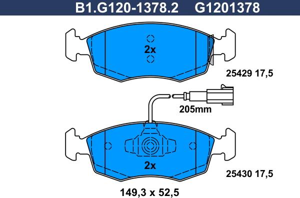 Galfer B1.G120-1378.2 - Kit de plaquettes de frein, frein à disque cwaw.fr