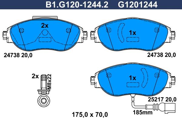 Galfer B1.G120-1244.2 - Kit de plaquettes de frein, frein à disque cwaw.fr