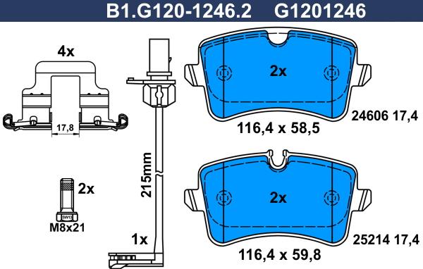 Galfer B1.G120-1246.2 - Kit de plaquettes de frein, frein à disque cwaw.fr