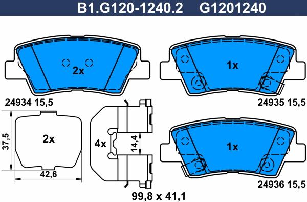 Galfer B1.G120-1240.2 - Kit de plaquettes de frein, frein à disque cwaw.fr