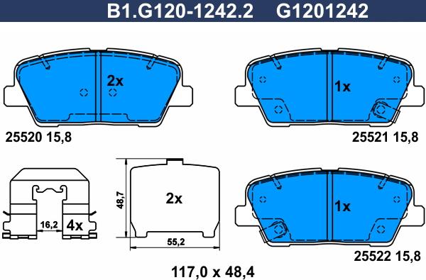 Galfer B1.G120-1242.2 - Kit de plaquettes de frein, frein à disque cwaw.fr