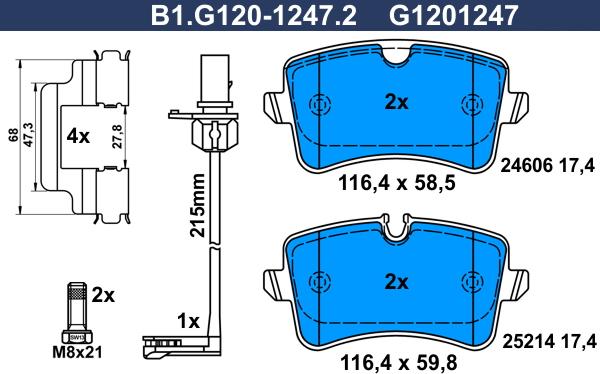 Galfer B1.G120-1247.2 - Kit de plaquettes de frein, frein à disque cwaw.fr