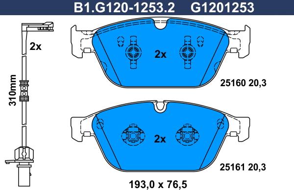 Galfer B1.G120-1253.2 - Kit de plaquettes de frein, frein à disque cwaw.fr