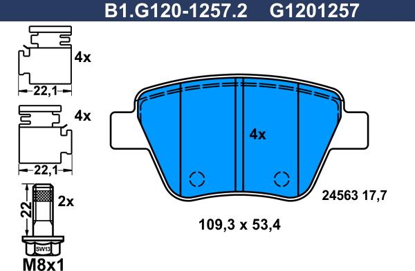 Galfer B1.G120-1257.2 - Kit de plaquettes de frein, frein à disque cwaw.fr