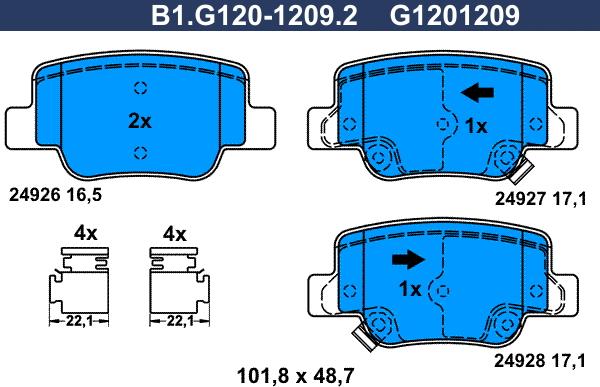 Galfer B1.G120-1209.2 - Kit de plaquettes de frein, frein à disque cwaw.fr