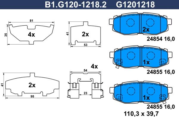 Galfer B1.G120-1218.2 - Kit de plaquettes de frein, frein à disque cwaw.fr