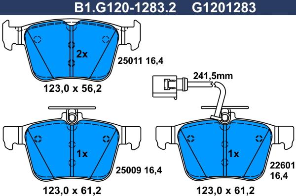 Galfer B1.G120-1283.2 - Kit de plaquettes de frein, frein à disque cwaw.fr