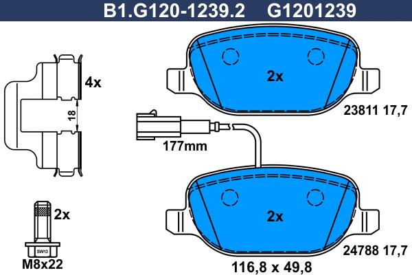 Galfer B1.G120-1239.2 - Kit de plaquettes de frein, frein à disque cwaw.fr