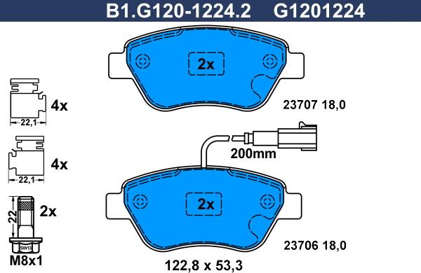 Galfer B1.G120-1224.2 - Kit de plaquettes de frein, frein à disque cwaw.fr