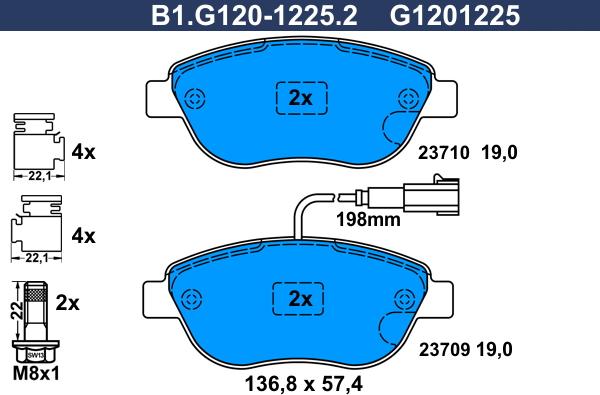 Galfer B1.G120-1225.2 - Kit de plaquettes de frein, frein à disque cwaw.fr