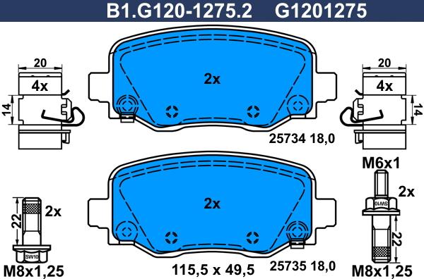 Galfer B1.G120-1275.2 - Kit de plaquettes de frein, frein à disque cwaw.fr