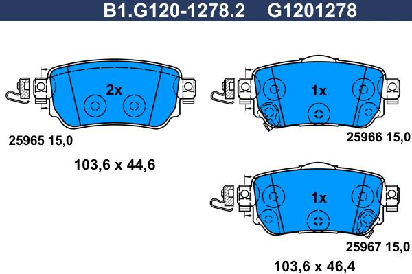 Galfer B1.G120-1278.2 - Kit de plaquettes de frein, frein à disque cwaw.fr