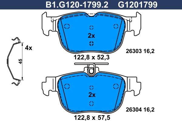 Galfer B1.G120-1799.2 - Kit de plaquettes de frein, frein à disque cwaw.fr