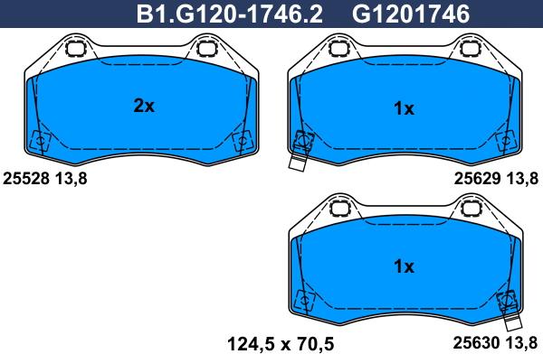 Galfer B1.G120-1746.2 - Kit de plaquettes de frein, frein à disque cwaw.fr