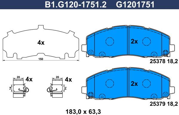 Galfer B1.G120-1751.2 - Kit de plaquettes de frein, frein à disque cwaw.fr