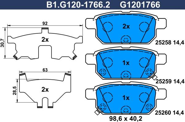 Galfer B1.G120-1766.2 - Kit de plaquettes de frein, frein à disque cwaw.fr