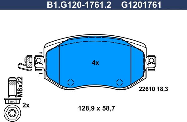 Galfer B1.G120-1761.2 - Kit de plaquettes de frein, frein à disque cwaw.fr