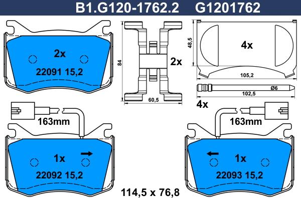 Galfer B1G12017622 - Kit de plaquettes de frein, frein à disque cwaw.fr