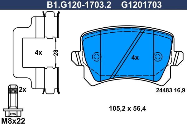 Galfer B1.G120-1703.2 - Kit de plaquettes de frein, frein à disque cwaw.fr