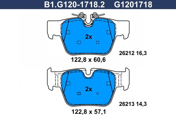 Galfer B1.G120-1718.2 - Kit de plaquettes de frein, frein à disque cwaw.fr