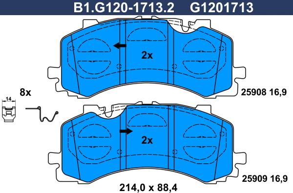 Galfer B1.G120-1713.2 - Kit de plaquettes de frein, frein à disque cwaw.fr