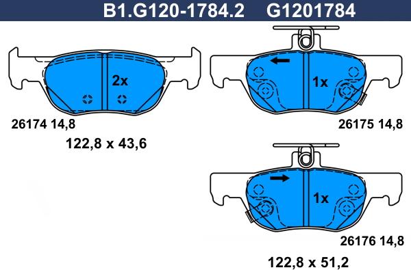 Galfer B1.G120-1784.2 - Kit de plaquettes de frein, frein à disque cwaw.fr