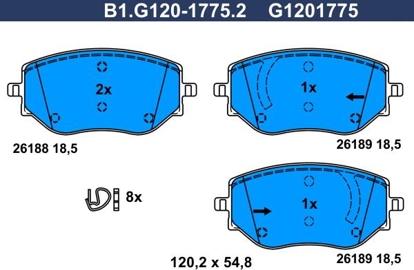 Galfer B1.G120-1775.2 - Kit de plaquettes de frein, frein à disque cwaw.fr