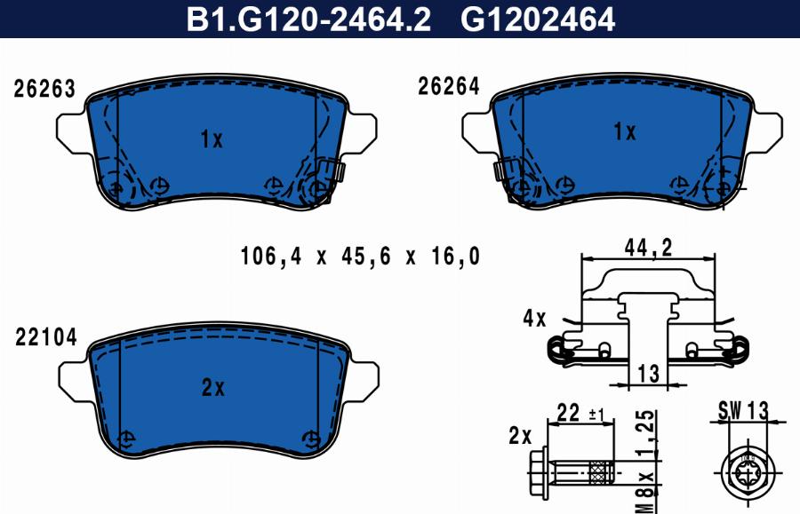 Galfer B1.G120-2464.2 - Kit de plaquettes de frein, frein à disque cwaw.fr