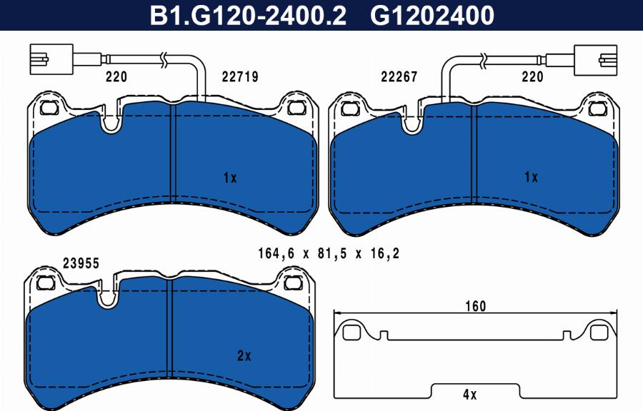 Galfer B1.G120-2400.2 - Kit de plaquettes de frein, frein à disque cwaw.fr