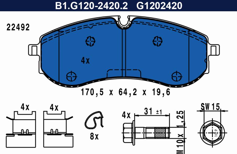 Galfer B1.G120-2420.2 - Kit de plaquettes de frein, frein à disque cwaw.fr