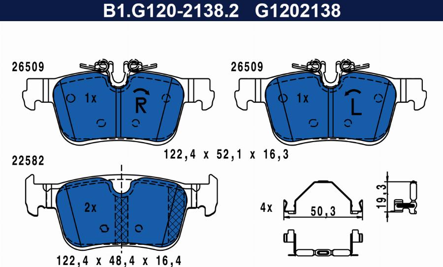 Galfer B1.G120-2138.2 - Kit de plaquettes de frein, frein à disque cwaw.fr