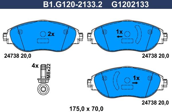 Galfer B1.G120-2133.2 - Kit de plaquettes de frein, frein à disque cwaw.fr