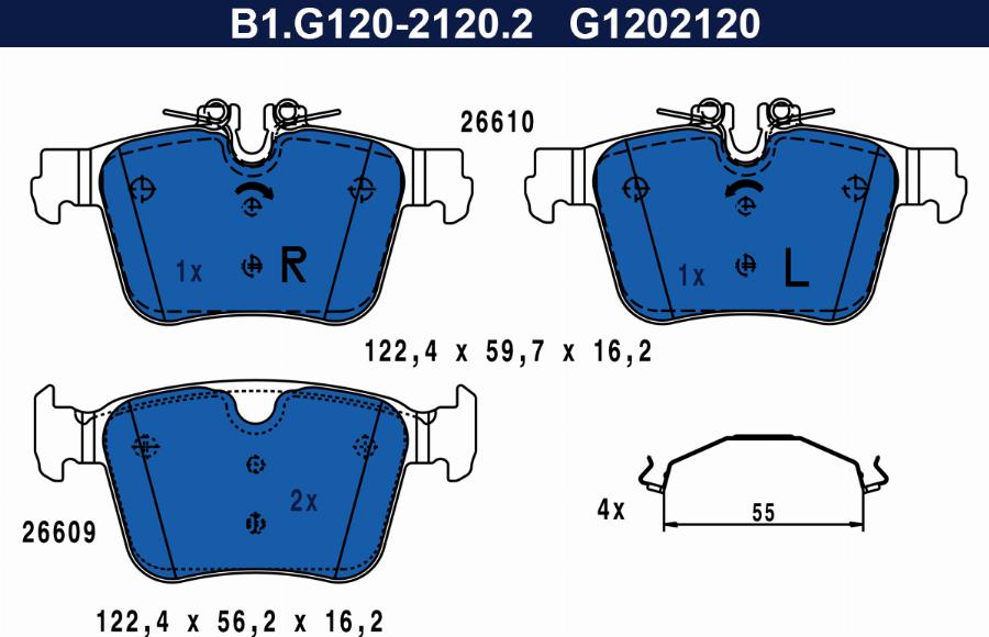 Galfer B1.G120-2120.2 - Kit de plaquettes de frein, frein à disque cwaw.fr