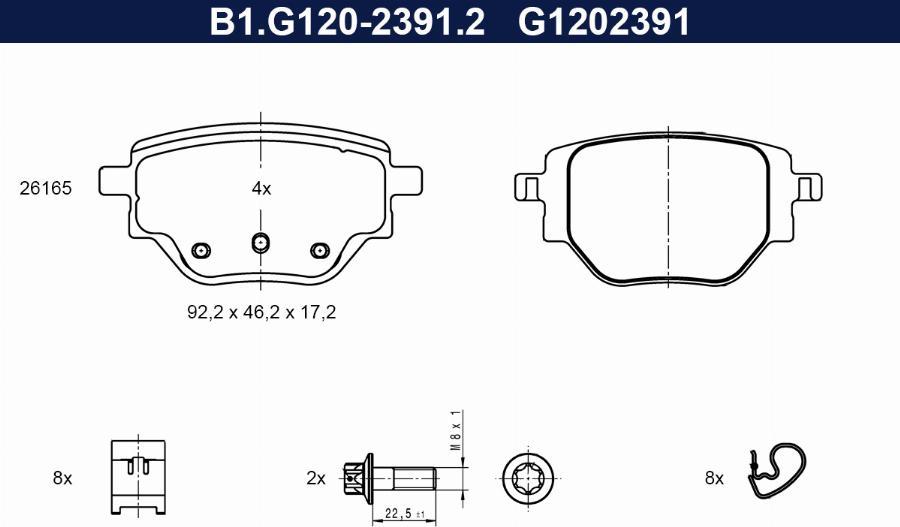 Galfer B1.G120-2391.2 - Kit de plaquettes de frein, frein à disque cwaw.fr