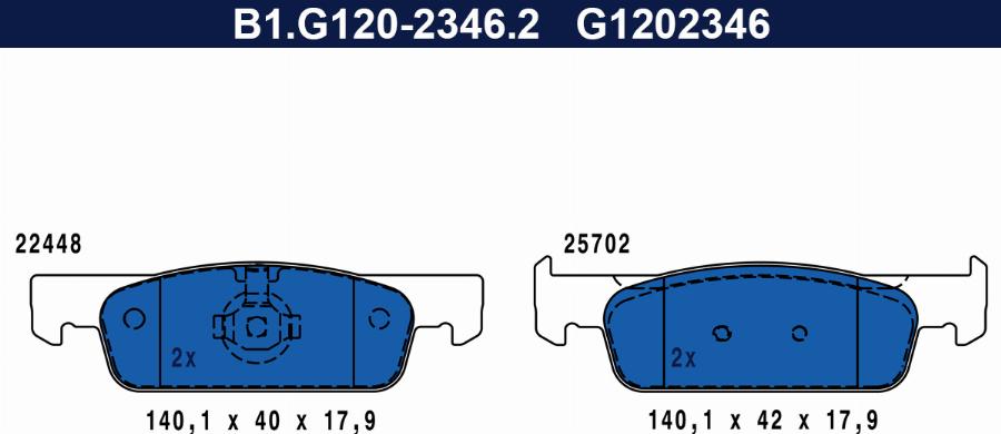 Galfer B1.G120-2346.2 - Kit de plaquettes de frein, frein à disque cwaw.fr