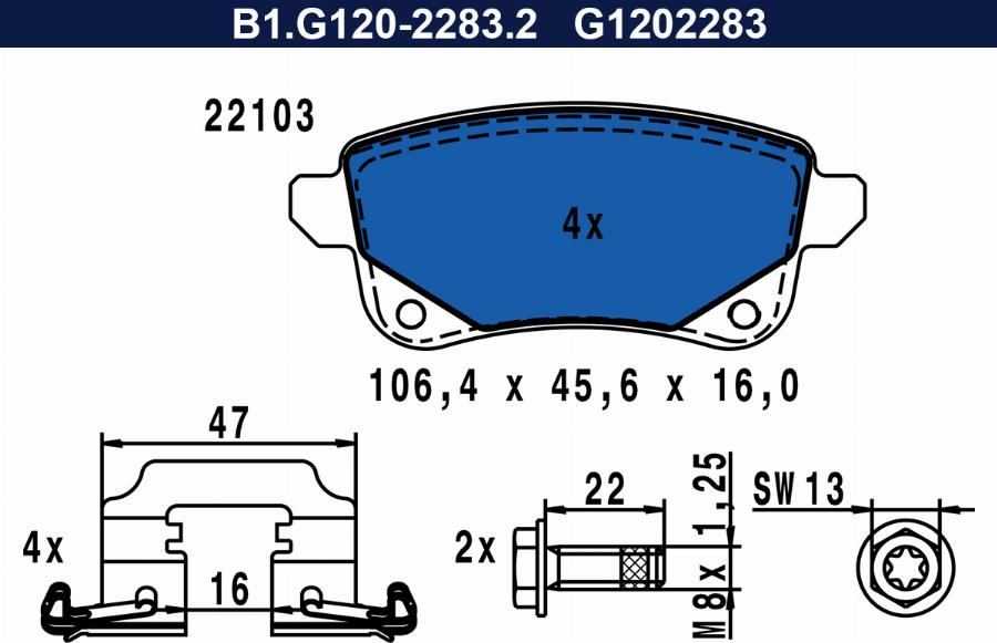 Galfer B1.G120-2283.2 - Kit de plaquettes de frein, frein à disque cwaw.fr