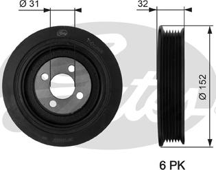Gates TVD1044 - Poulie, vilebrequin cwaw.fr