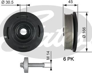 Gates TVD1041A - Poulie, vilebrequin cwaw.fr