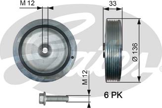 Gates TVD1008A - Poulie, vilebrequin cwaw.fr