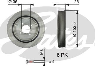 Gates TVD1011A - Poulie, vilebrequin cwaw.fr