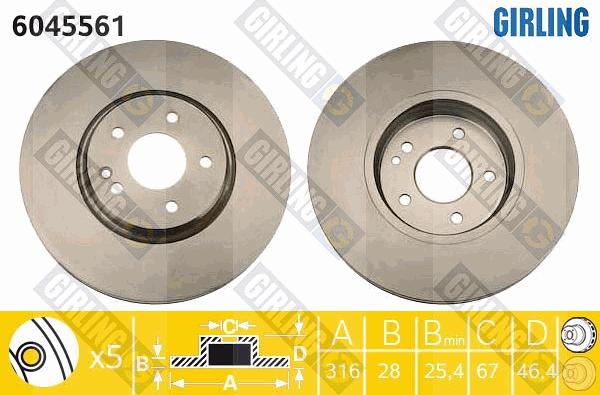 Girling 6045561 - Disque de frein cwaw.fr