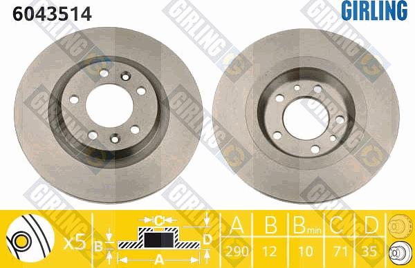 Girling 6043514 - Disque de frein cwaw.fr