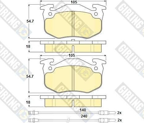 Girling 6103133 - Kit de plaquettes de frein, frein à disque cwaw.fr