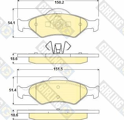 Girling 6114182 - Kit de plaquettes de frein, frein à disque cwaw.fr