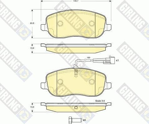 Girling 6116361 - Kit de plaquettes de frein, frein à disque cwaw.fr